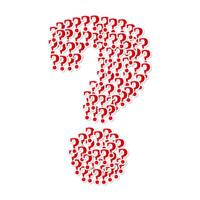 Big red question mark made of small question marks vector