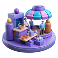 impressive modern serene abstract wonderful traditional 3D Render Cartoon Market Illustration high quality authentic professional png