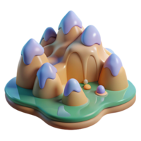 elegant vintage extraordinary creative stunning rustic Cartoon Mountain Landscape 3D Render authentic authentic high resolution png