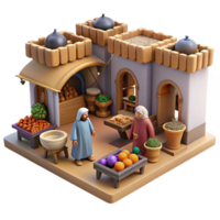 dramatic creative wonderful contemporary beautiful modern 3D Model of an Ancient Market detailed detailed high resolution png