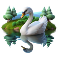 vibrant minimalist serene creative wonderful minimalist Serene Swan 3D Illustration high resolution high resolution premium png