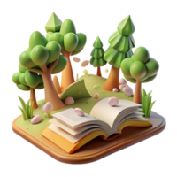 A book with trees and a tree in the middle png