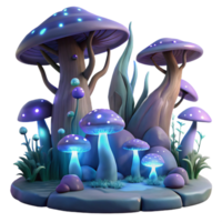 serene traditional magnificent modern Glowing Mushroom Forest 3D Illustration original authentic png