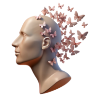 3D Illustration Butterflies and Mind png