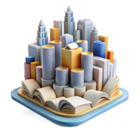 stunning abstract wonderful artistic 3D Cityscape Illustration on Books authentic high quality png