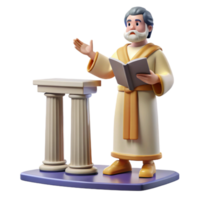 impressive abstract impressive minimalist 3D Illustration Old Man Reading Book high resolution high resolution png