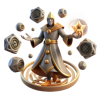 magnificent classic wonderful rustic Wizard 3D Render Magic Gold high resolution exclusive png