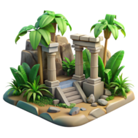 extraordinary abstract impressive abstract Tropical Ruins 3D Render high quality high resolution png