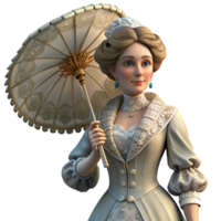 extraordinary abstract vibrant artistic Elegant 3D Lady with Parasol Illustration high quality original png