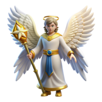 impressive minimalist serene modern 3D Render Angelic Child with Wings and Star professional original png