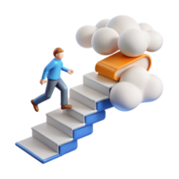 3D Illustration Climbing Steps to Knowledge png
