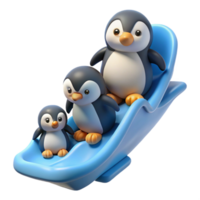 serene abstract vibrant minimalist Adorable 3D Penguin Family Slides high resolution exclusive png