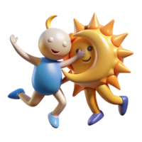 vibrant classic impressive classic Joyful 3D Render of Child and Sun high resolution exclusive png