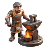 serene minimalist vibrant abstract 3D Render Blacksmith at Work high quality authentic png