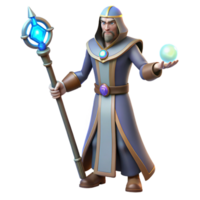 wonderful classic serene traditional Wizard 3D Render, Fantasy Mage Illustration 4K genuine png