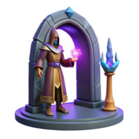serene abstract dramatic modern 3D Render Fantasy Wizard Mystic Arch high quality high quality png