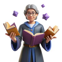 extraordinary modern stunning minimalist Wise 3D Render of a Wizard with Books authentic exclusive png