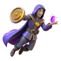 stunning artistic serene creative 3D Render Young Wizard Flying high quality exclusive png