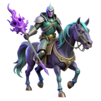 serene artistic extraordinary traditional Fantasy Knight on Horseback 3D Render authentic original png