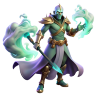 Fantasy 3D Render of a Green Robed Mage png