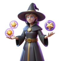 magnificent abstract serene creative 3D Render Young Witch Fantasy Illustration premium premium png