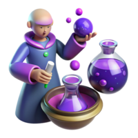 serene abstract serene vintage 3D Cartoon Alchemist Potion professional high resolution png