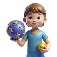 elegant rustic beautiful abstract 3D Render Boy with Starry Ball Illustration genuine high quality png
