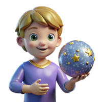 impressive classic stunning rustic 3D Render Boy with Starry Sphere exclusive 4K png