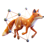 elegant traditional magnificent abstract 3D Render Fox in Geometric Frame authentic high resolution png