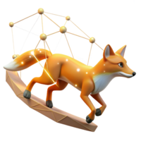 serene vintage magnificent abstract 3D Render Fox on Board Network Illustration high resolution high quality png