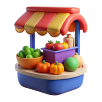 vibrant creative dramatic abstract 3D Render Colorful Fruit Vegetable Stand genuine authentic png