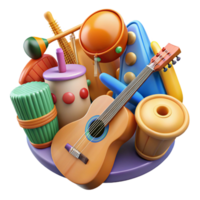 beautiful minimalist stunning minimalist Colorful 3D Render of Musical Instruments authentic authentic png