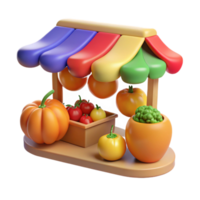 stunning minimalist stunning traditional 3D Render Colorful Fruit Vegetable Stand professional authentic png