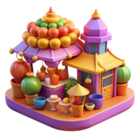 impressive abstract magnificent traditional 3D Render Colorful Market Stall Illustration professional high resolution png
