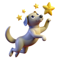 wonderful artistic stunning rustic Playful Dog Reaching for Stars 3D Render professional 4K png