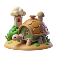 beautiful rustic impressive rustic Cute Turtle House 3D Render authentic high quality png