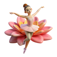 dramatic rustic dramatic modern Ballet Dancer on Lotus Flower 3D Illustration 4K professional png