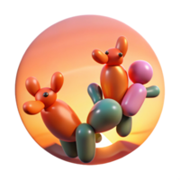 vibrant modern wonderful vintage Playful Balloon Animals 3D Render 4K authentic png
