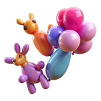 serene rustic magnificent abstract Colorful Balloon Animals 3D Render exclusive high resolution png