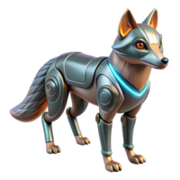 Cybernetic Canine 3D Render of Robotic Fox png