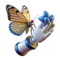 dramatic rustic elegant modern 3D Render Butterfly on Hand authentic premium png
