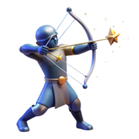 magnificent rustic elegant minimalist 3D Render Blue Archer Fantasy Illustration high resolution high quality png