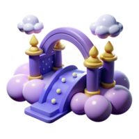stunning contemporary serene abstract Purple Castle Bridge 3D Render authentic premium png