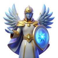 Angelic 3D Render Guardian with Shield png