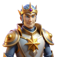 vibrant contemporary impressive minimalist 3D Render of a King in Golden Armor original authentic png