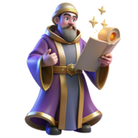 serene minimalist magnificent creative Wise Wizard 3D Render high resolution 4K png