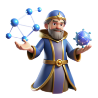 wonderful classic magnificent rustic Wizard 3D Render Molecular Structure authentic authentic png