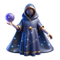extraordinary minimalist vibrant rustic 3D Render of a Mystic in a Robe premium high resolution png