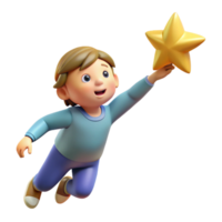 magnificent classic extraordinary classic 3D Render Boy Reaching for Star authentic professional png