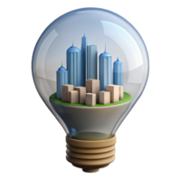 serene vintage wonderful traditional 3D Cityscape Inside Lightbulb Illustration high quality high resolution png